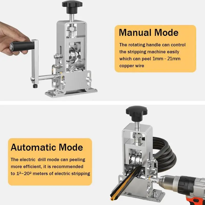 T50 Drill Powered /Hand Crank Wire Stripping Machine Copper Cable Scrap Recycle Alloy Steel Cable Peeling Stripper Machine