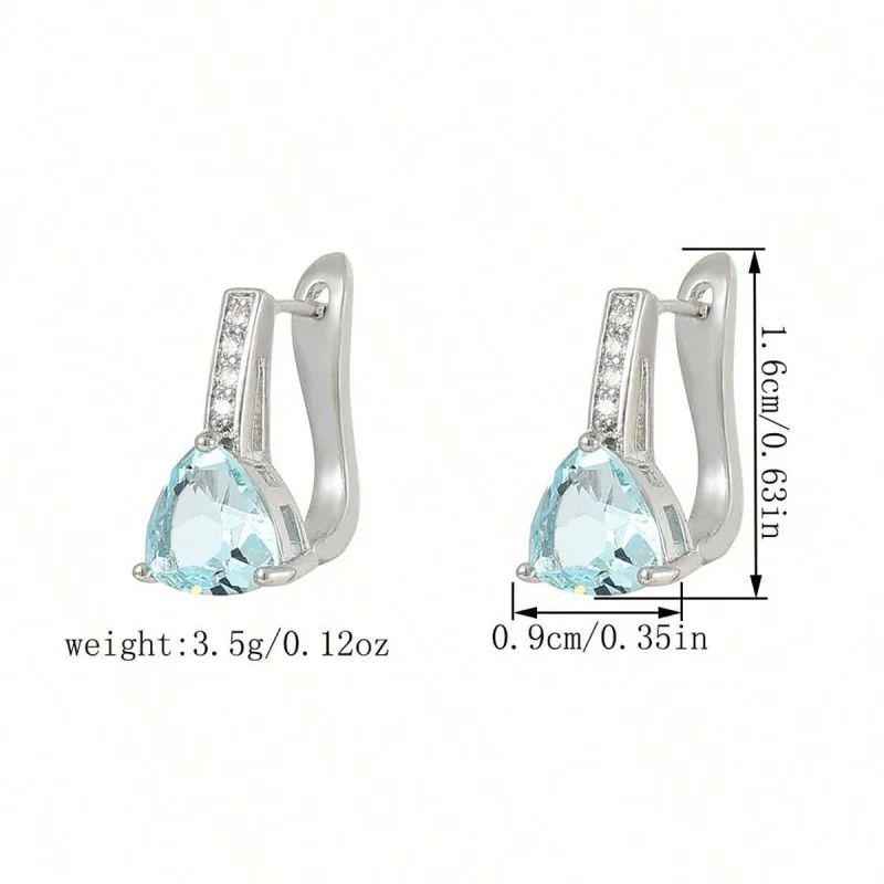 Water Droplet Zircon Translucent High-end Temperament Earrings, Women's Design Sense, Trendy Personality Jewelry Accessories