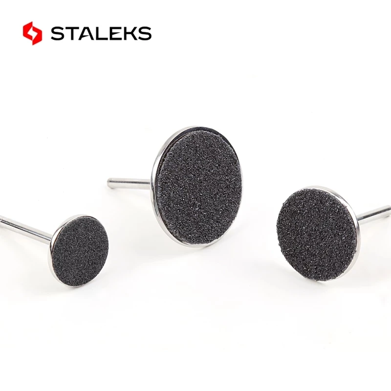 STALEKS Stainless Steel Sanding Paper Round Disc Round Metal Disk 15/20/25mm Nail Drill Bits Tool Foot Peg Foot File Polish Tool