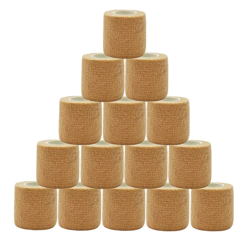 1/10/15pcs Self Adhesive Bandage Beige Elastic Breathable Sports Non-woven Wrap Finger Tape  2.5/5/7.5cm Wrist Ankle First Aid