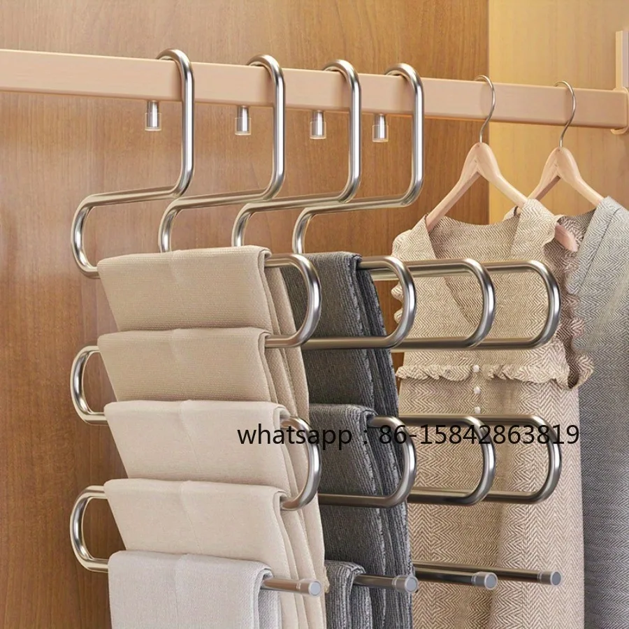 2pcs Tainless Steel Pants Hangers - Space-Saving Foldable Jeans and Trousers Organizer for Closet