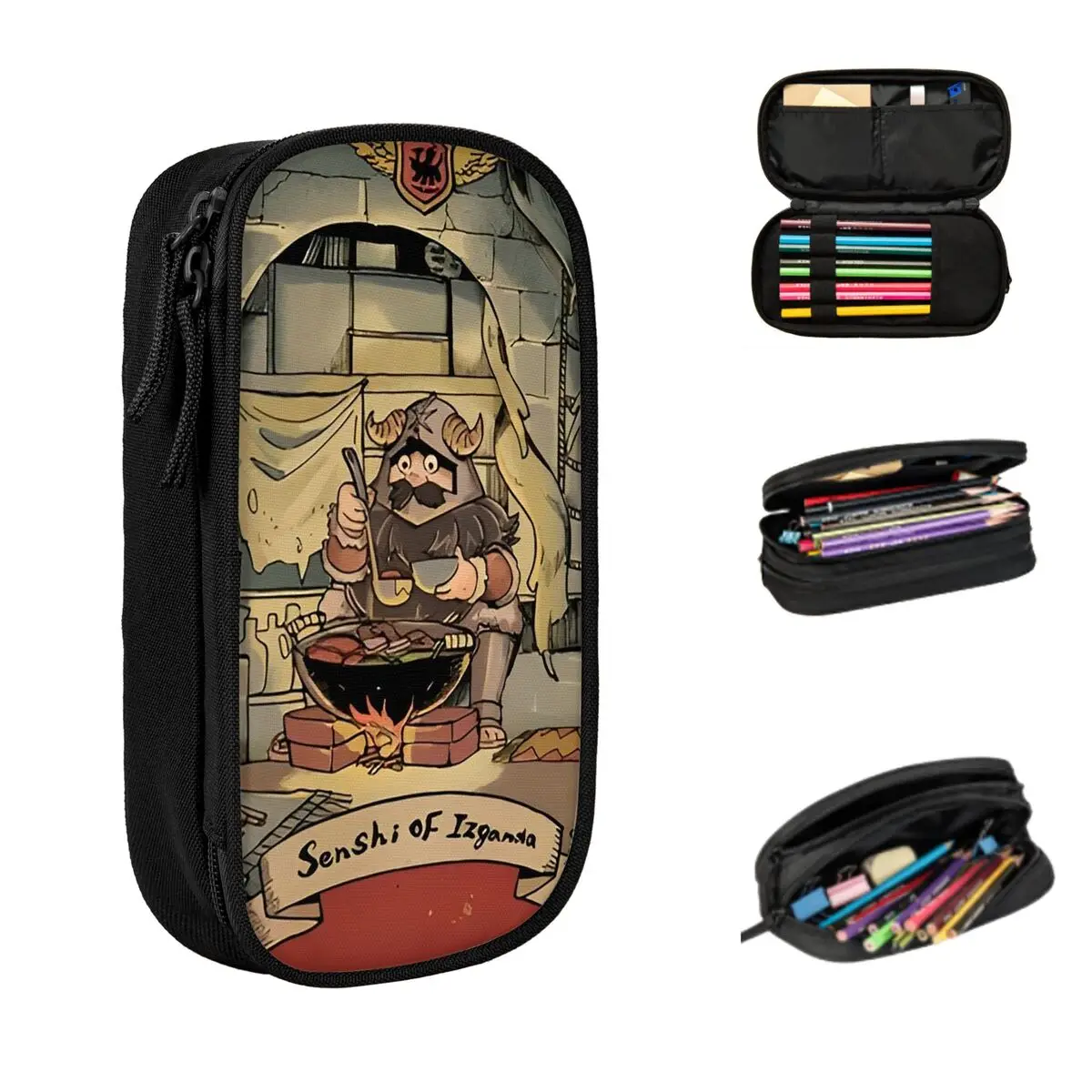 Dungeon meshi delicioso em masmorra-senshi cozinhar lápis casos grande capacidade caneta sacos caixa de caneta lápis bolsa estudantes papelaria