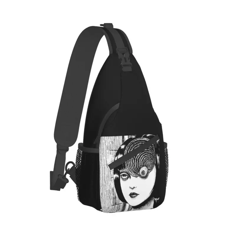 Junji Ito-mochila cruzada Uzumaki para hombre, morral de hombro de Manga de terror japonés personalizado, bolso de pecho para viaje, senderismo y día