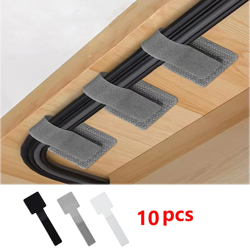 Heavy-Duty Adjustable Self Adhesive Reusable Cable Ties Cord Organizer Hook And Loop Straps for Desk Wire Management