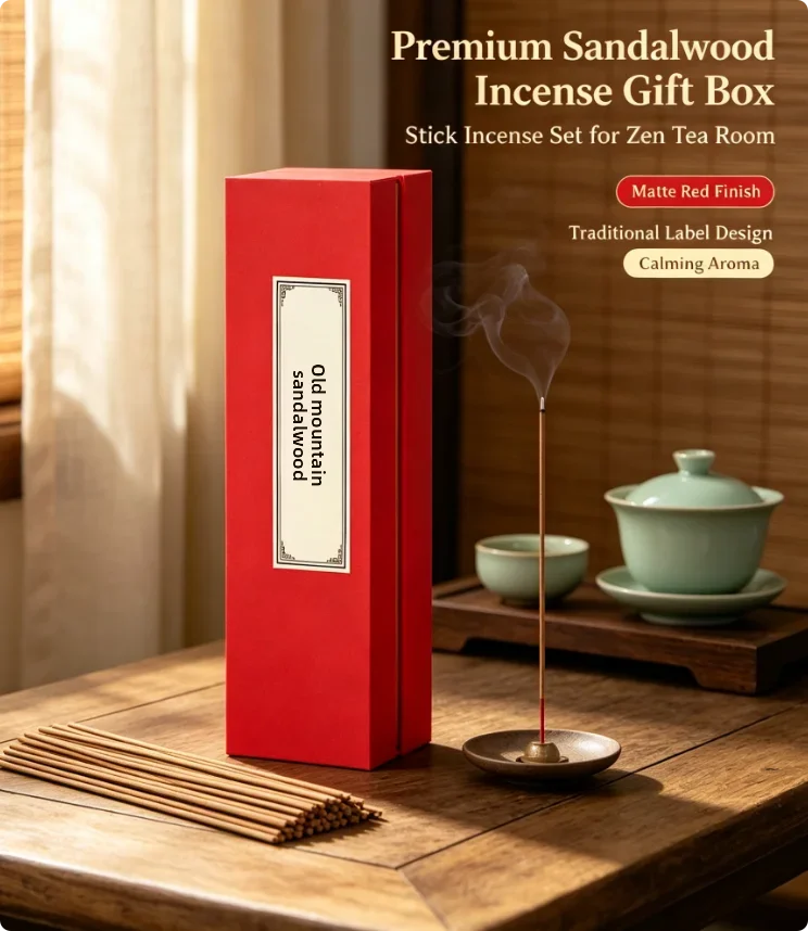 Pure Natural Authentic Sandalwood Incense  Relieve Stress Calming Mind Improve Sleep Long Lasting Aroma ForIndoor Daily Use