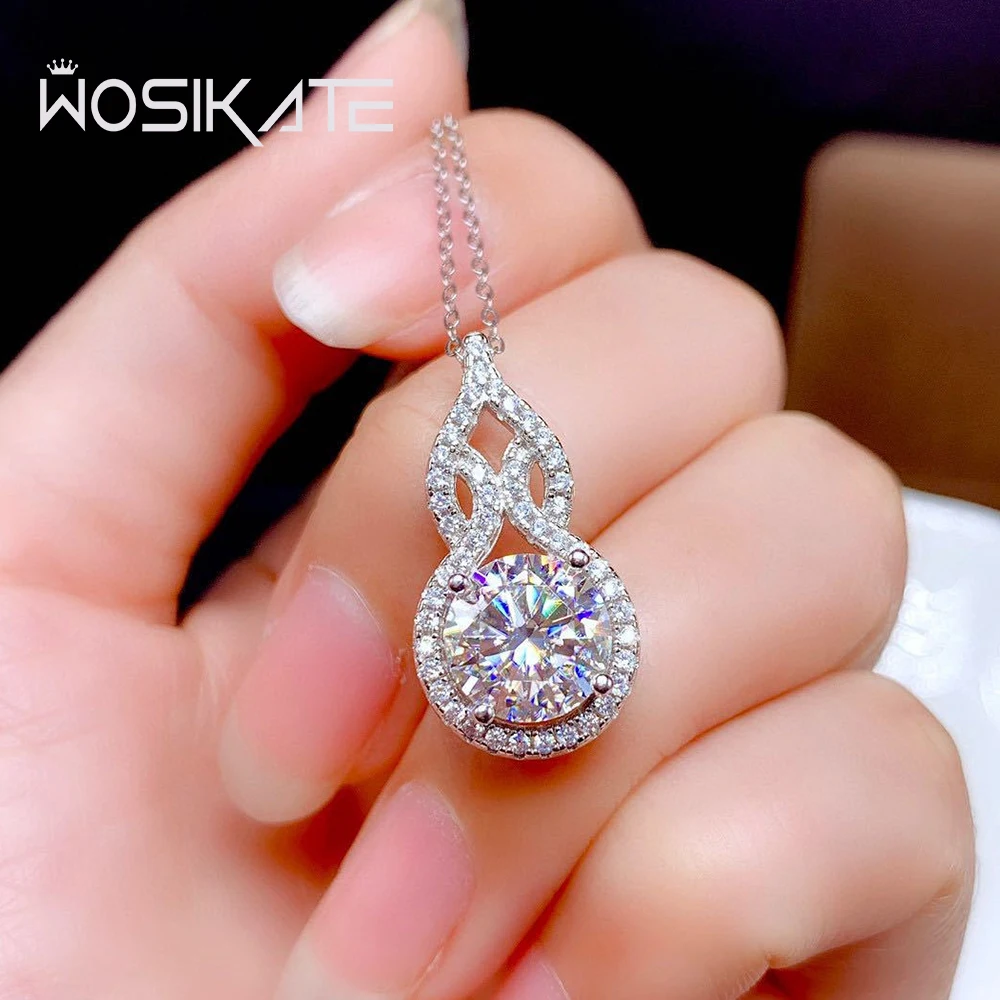 

WOSIKATE Luxury 3 Carat Zirconia Gourd Pendant Necklace For Women 925 Silver Exquisite Clavicle Chain Necklace Fashion Jewellery