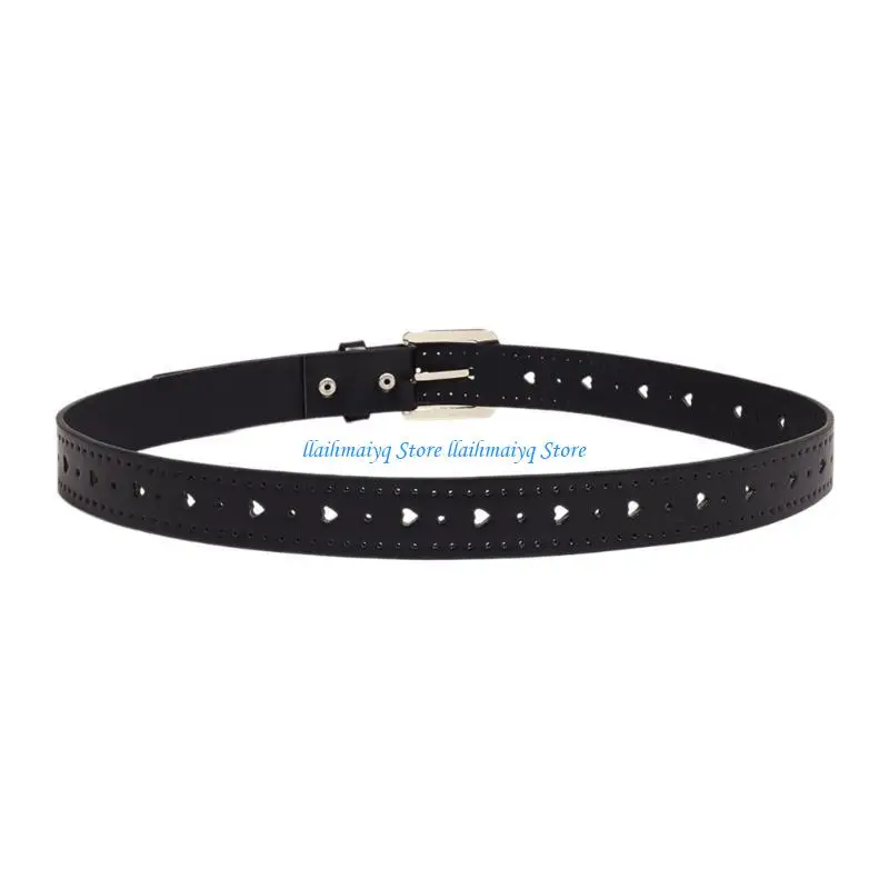 

573B PU Waist Belt with Diamond Pin Buckle for Fashion Enthusiasts Jeans Skirt