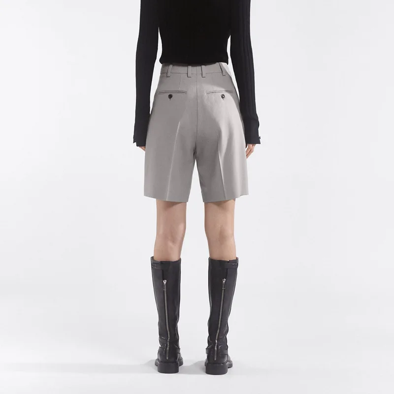 Maxdutti-Bermuda de Style Nordique Minimaliste pour Femme, Pantalon Décontracté à Taille Haute et Fendue