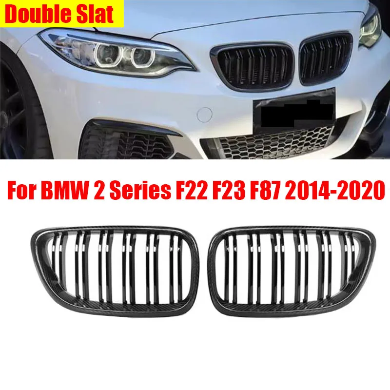 

Real Dry Carbon Fiber Racing Grills For BMW 2 Series F22 F23 F87 2014-2020 Double Slat Front Bumper Kidney Hood Grille