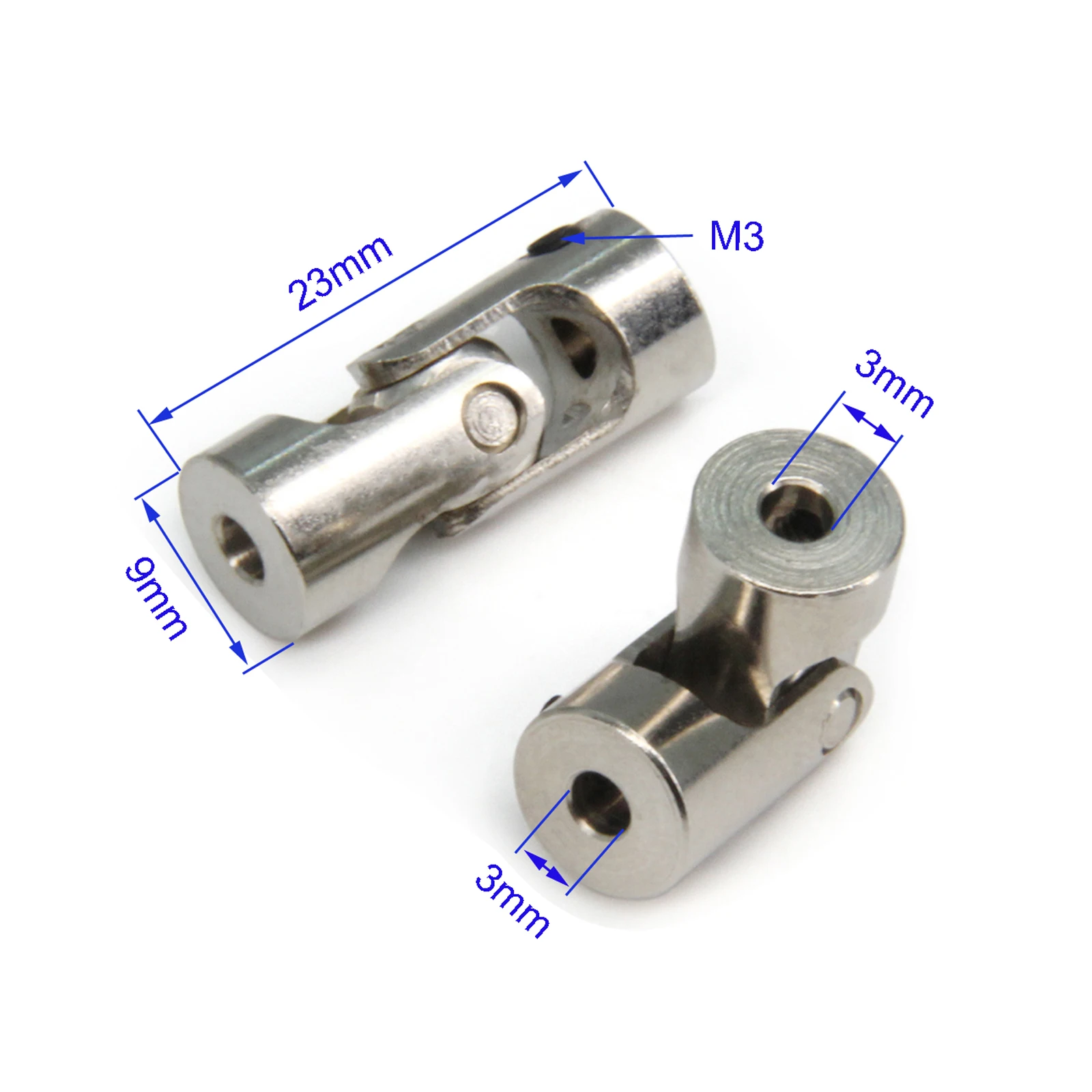 4pcs/pack 3mm to 3mm Rotatable Universal Steering Joint Shaft Coupling Connector  L23x D9 with Screws with Wrench