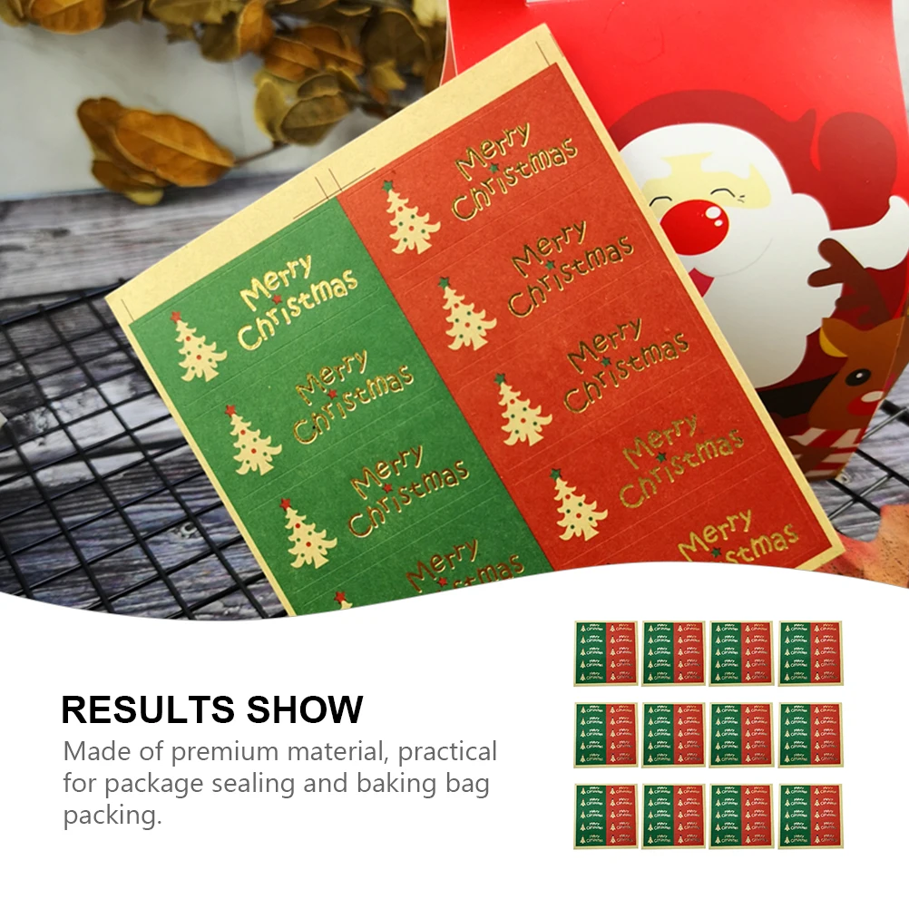 

20 Sheets Christmas Tree Stickers Labels Seal Merry Socks DIY Paper Tag Sealing Self-Adhesive