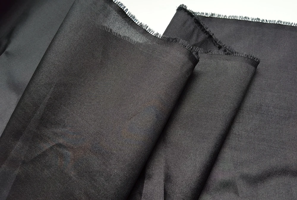1Meter X 1.13Meter Soft Black Pure Natural Silk Taffeta Material Fabric 100% Mulberry Silk Lining Taffeta