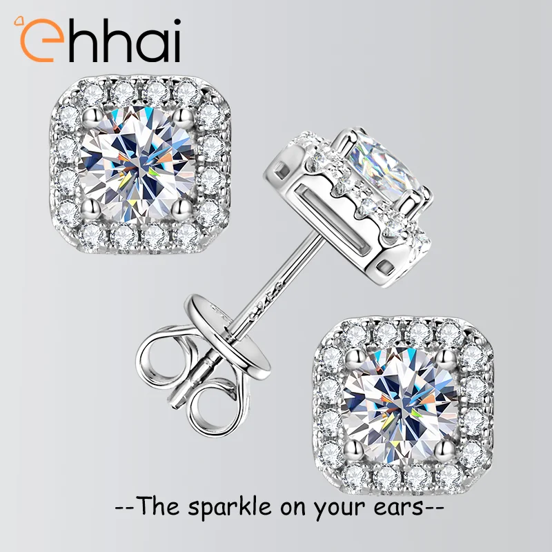 

Ehhai All Moissanite Diamond Classic Square Stud Earrings for Women 925 Sterling Silver Girls Piercing Fine Jewelry Gifts Aretes