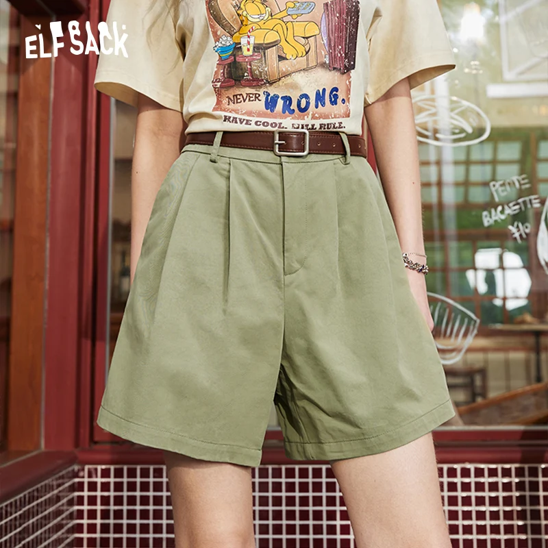 

ELFSACK 2024 New Summer Straight Casual Shorts Thin Workwear Loose Covering Crotch Slimming Pants