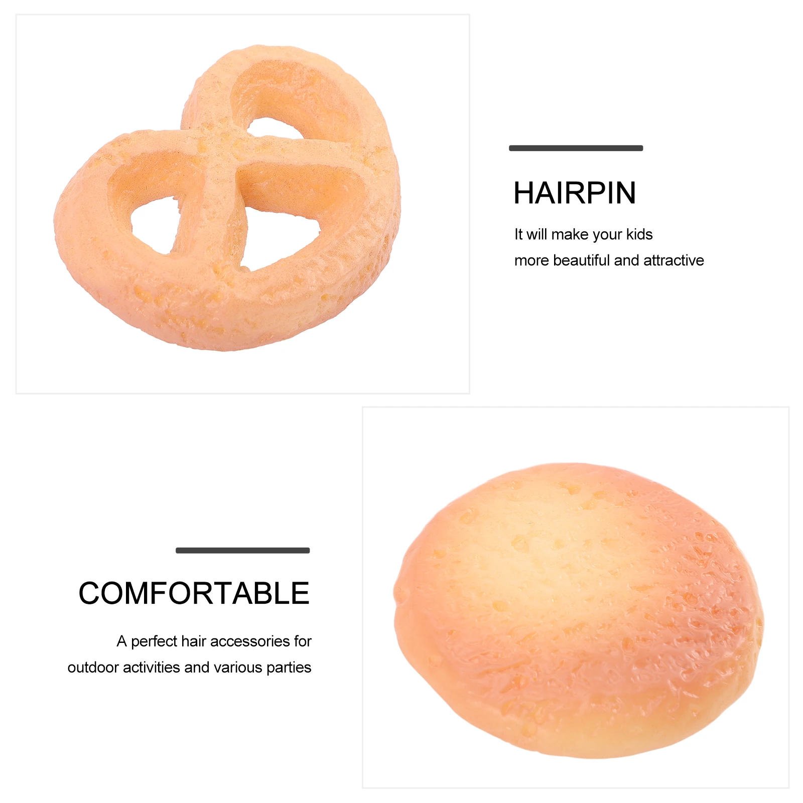 

6pcs Biscuit Shaped Hair Clips Lightweight Durable Plastic Barrettes For Girls Creative Funny Hair Accessories Party Daily Use