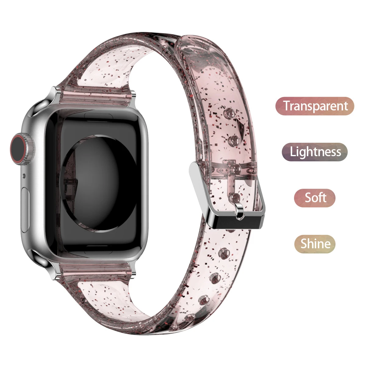 Transparent Apple Watch strap jelly crystal lady strap sports TPU strap for iWatch 987654321se Ultra 2/1