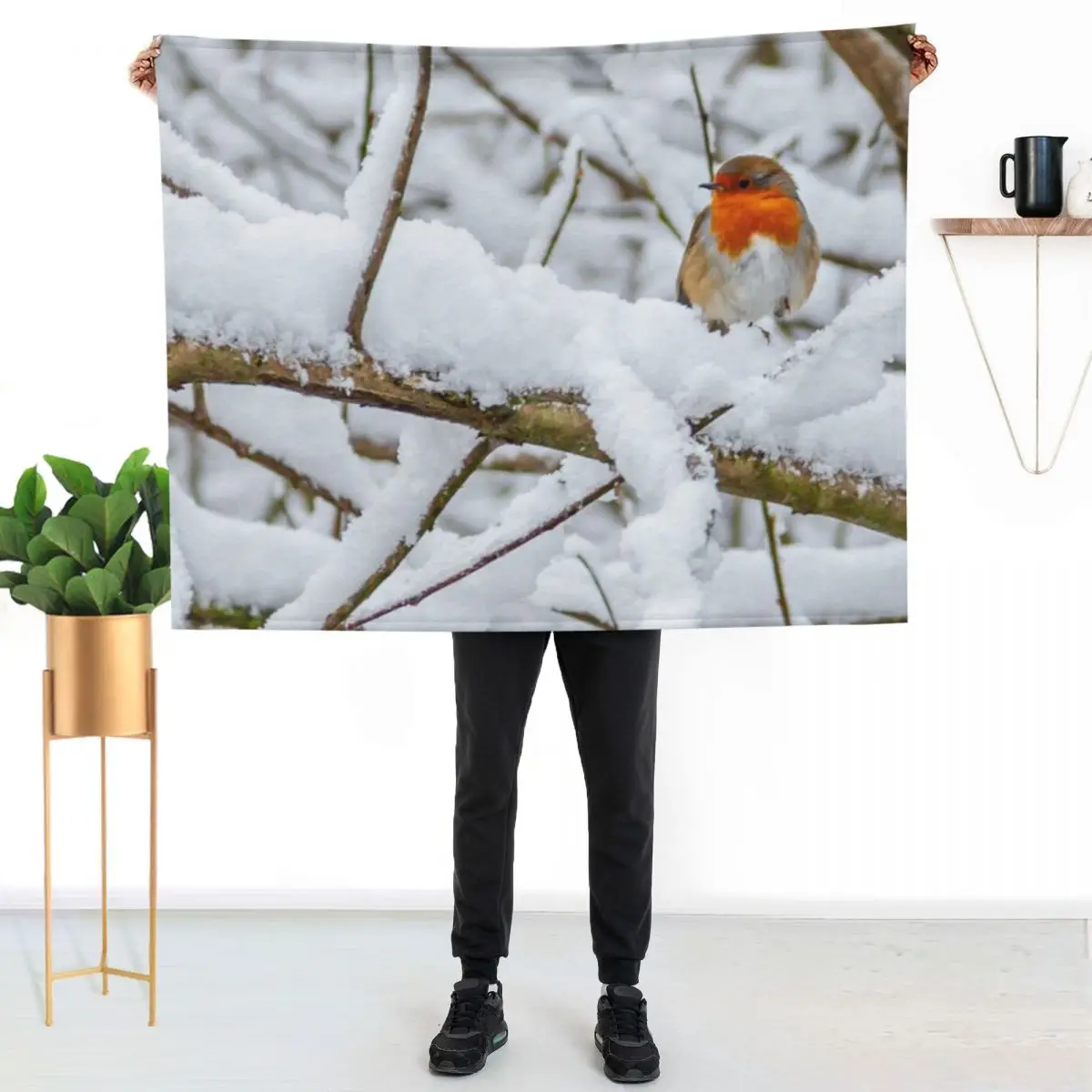 Snow-bound Robin Throw Blanket Sleeping Bag wednesday Luxury Throw warm for winter Furrys Moving Blankets