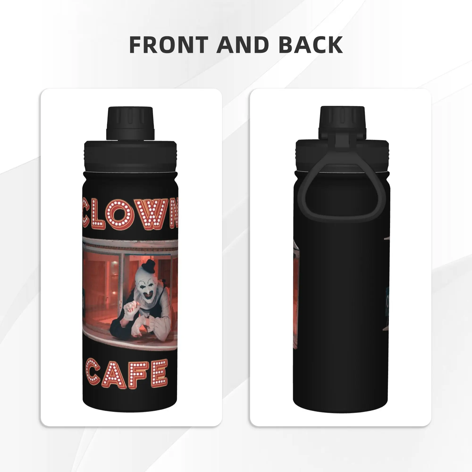 Terrifiers Clown Cafe 18OZ Sports Insulated Kettle  Coffee Cups Vacuum Flask Smoothie Tea Mugs Water Bottle