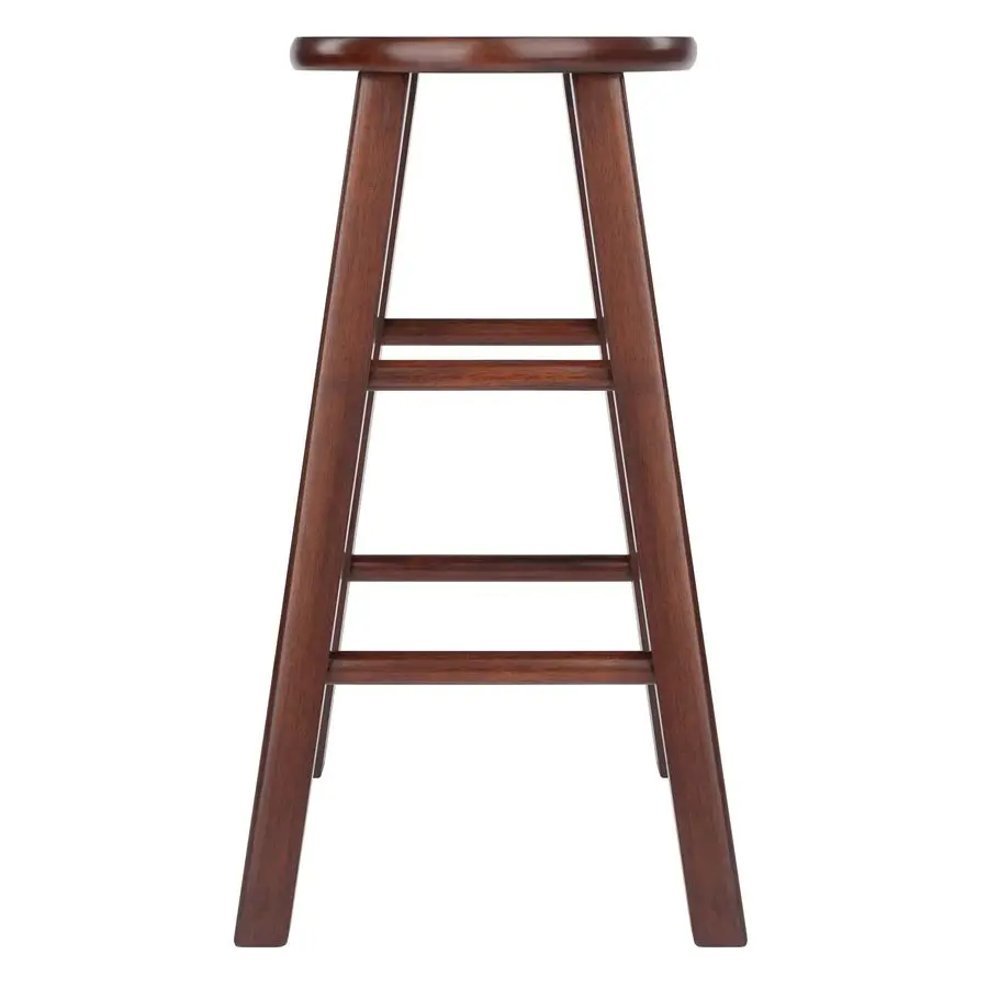 Element 2Piece 24In Counter Stool Set, Walnut Finish, Solid Wood, Modern Design