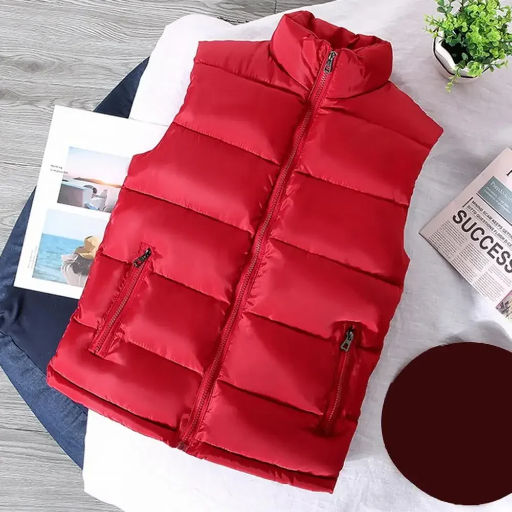 

Down Padding Vest Men's Stand Collar Sleeveless Down Vest with Zipper Closure Pockets Warm Comfortable Waistcoat for Winter