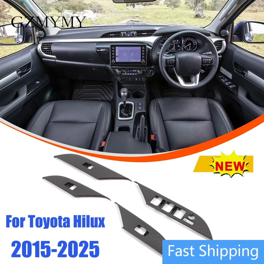 

Накладка на кнопку управления стеклоподъемником под карбон (RHD) для Toyota Hilux 2015-2025