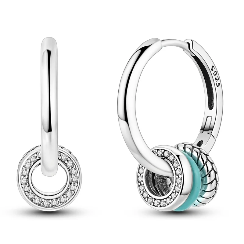 

925 Sterling Silver Luminous Three Ring Combination Hoop Earrings Zircon Earrings For Women Fine Birthday Anniversary Jewelry