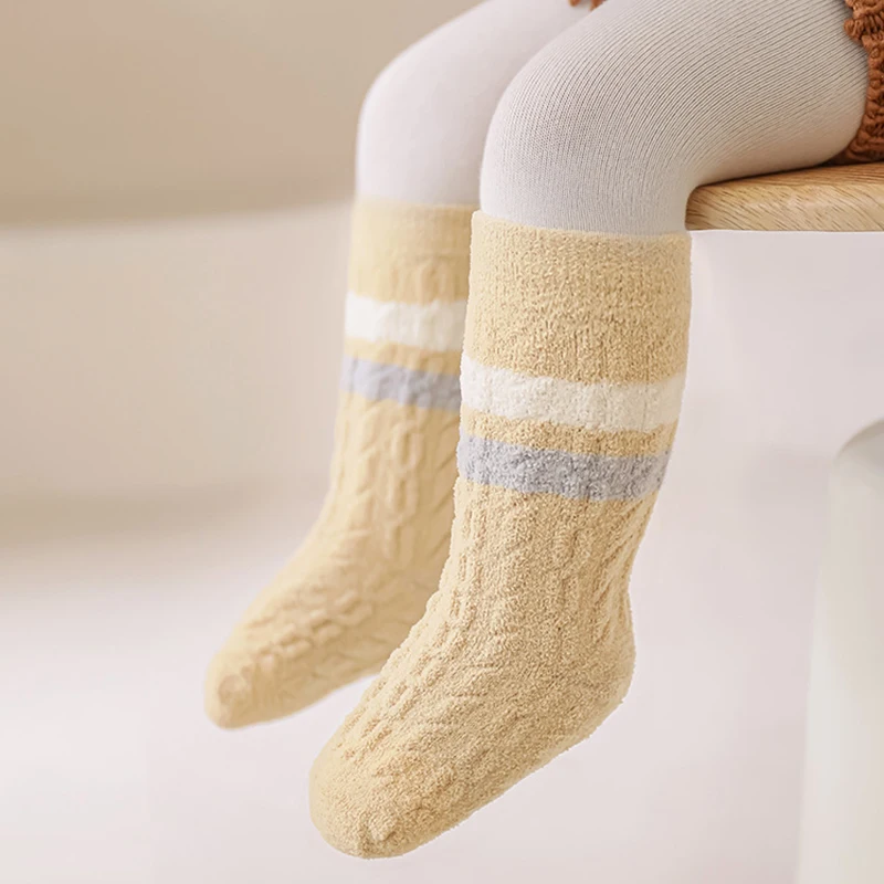 

Autumn Winter New Coral Fleece Socks For Newborn Baby Soft Toddler 10A Antibacterial Twist Socks Girl Infant Boy Boneless Socks