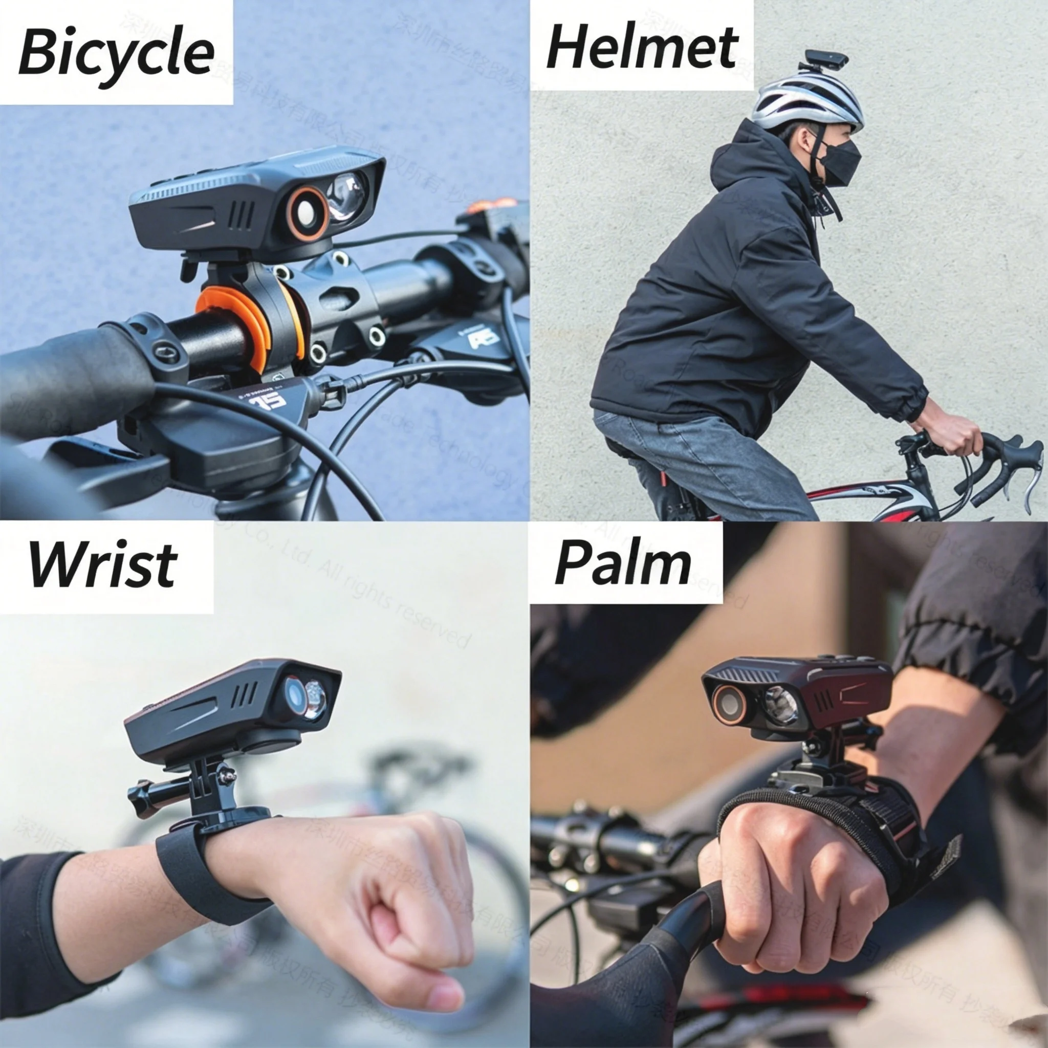4K Action Camera C3Pro Cycling Camera Outdoor Bicycle Dash Cam 2.0 inch screen 5 Hours Recording with Flashlight bell 3 in 1 view 4