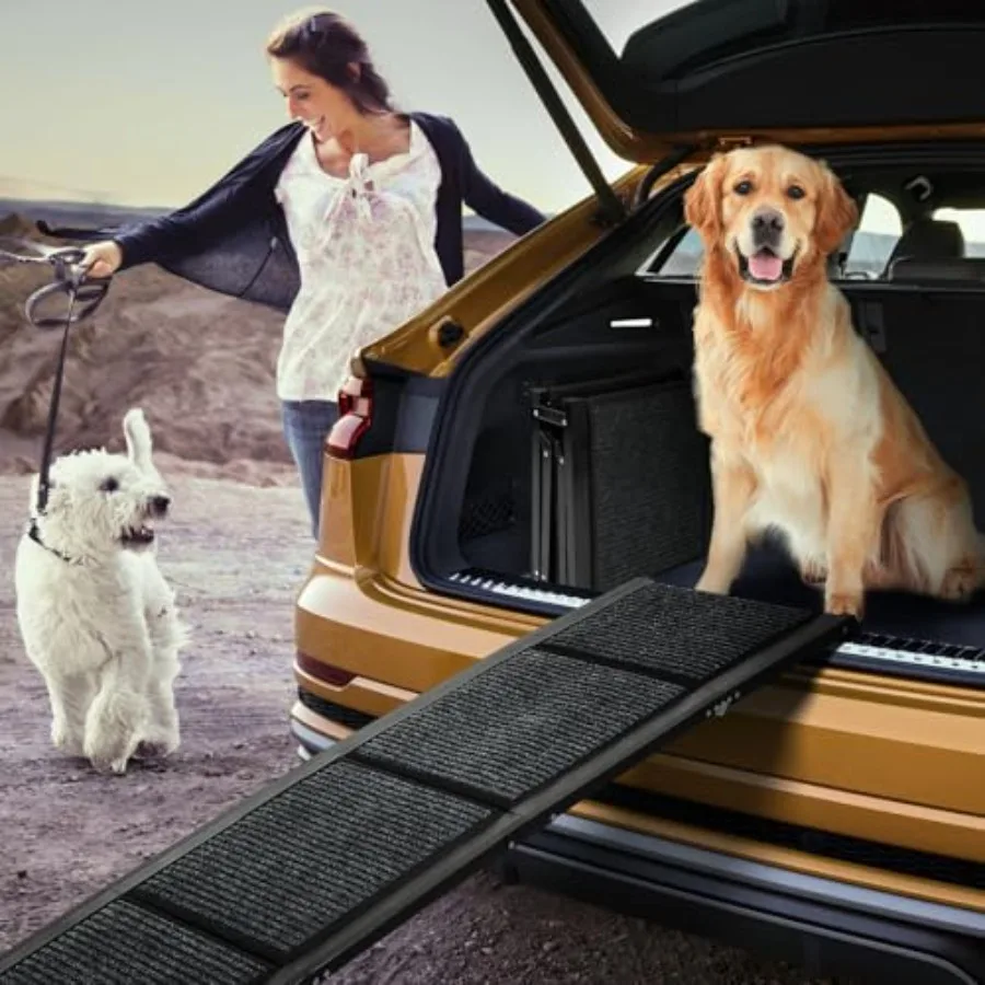 

Dog Ramp for Car 63 x 17 Wide Folding Pet Ramp for Medium Large Dogs with Non-Slip Rug Surface Portable Dog Car Ramp for SUV Ca
