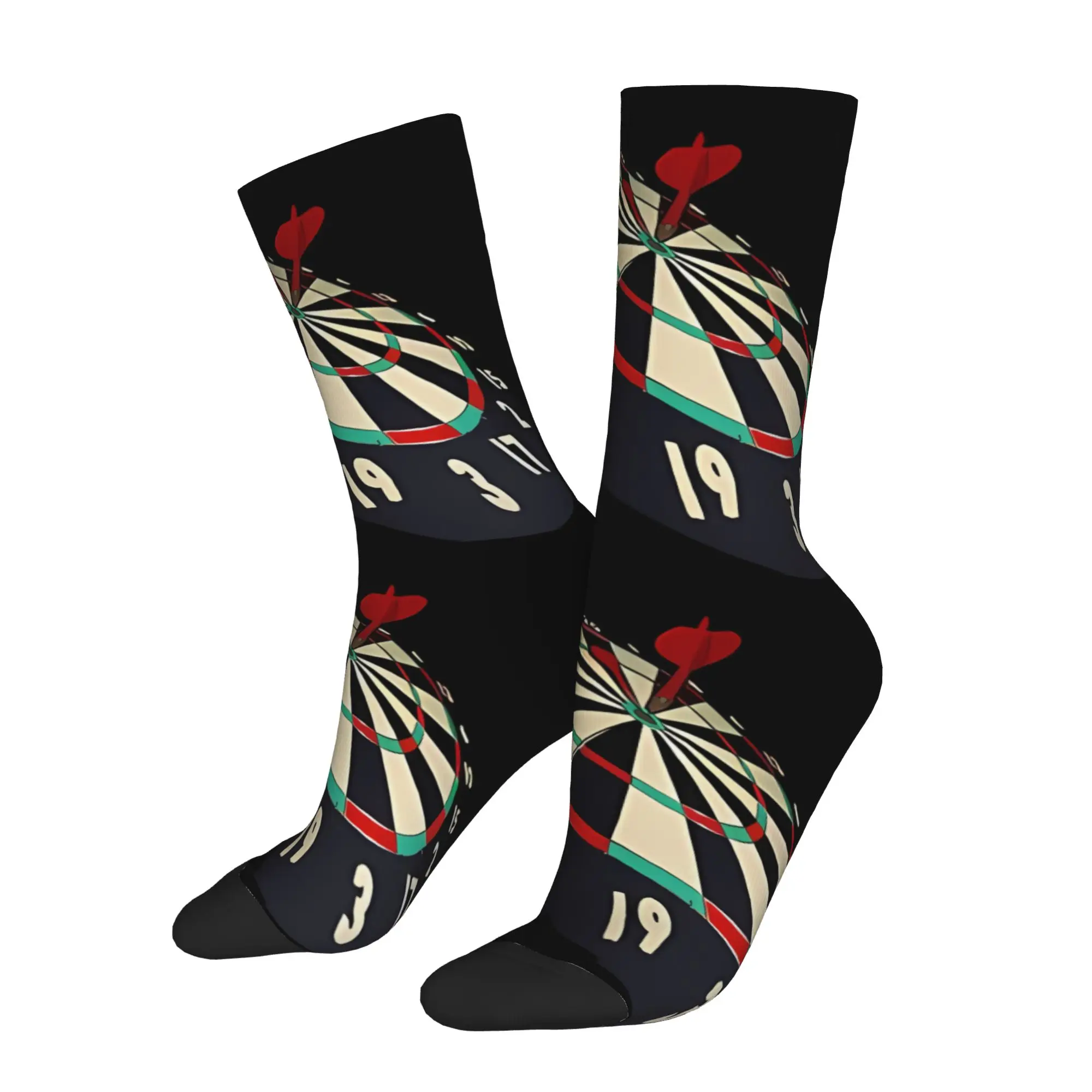 

1 Pair Funny Sock Dartboard Darts In A Rock Seamless Pattern Printed Men Crew Socks Casual Men's Socks