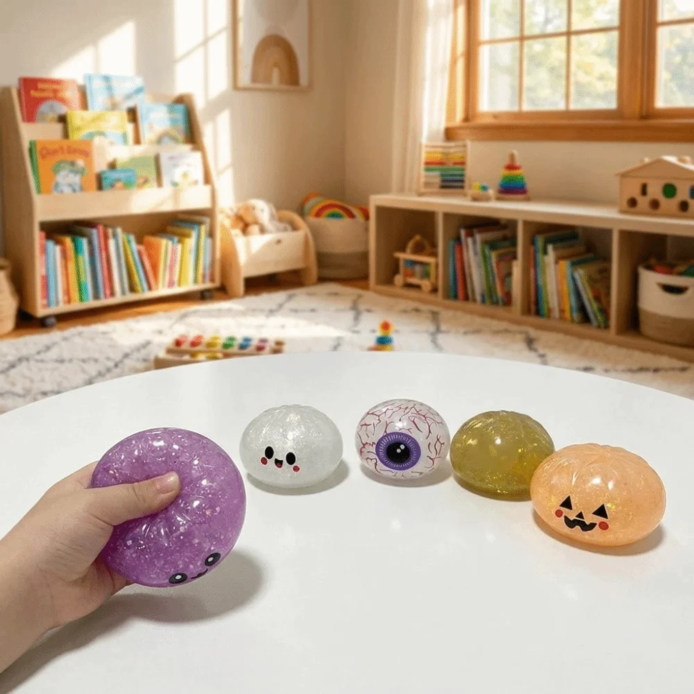 Pinch Glittering Steamed Bun Squeeze TPR Cartoon Soft Squishy Simulated Cute Bun Sensory Balls Children's Gift