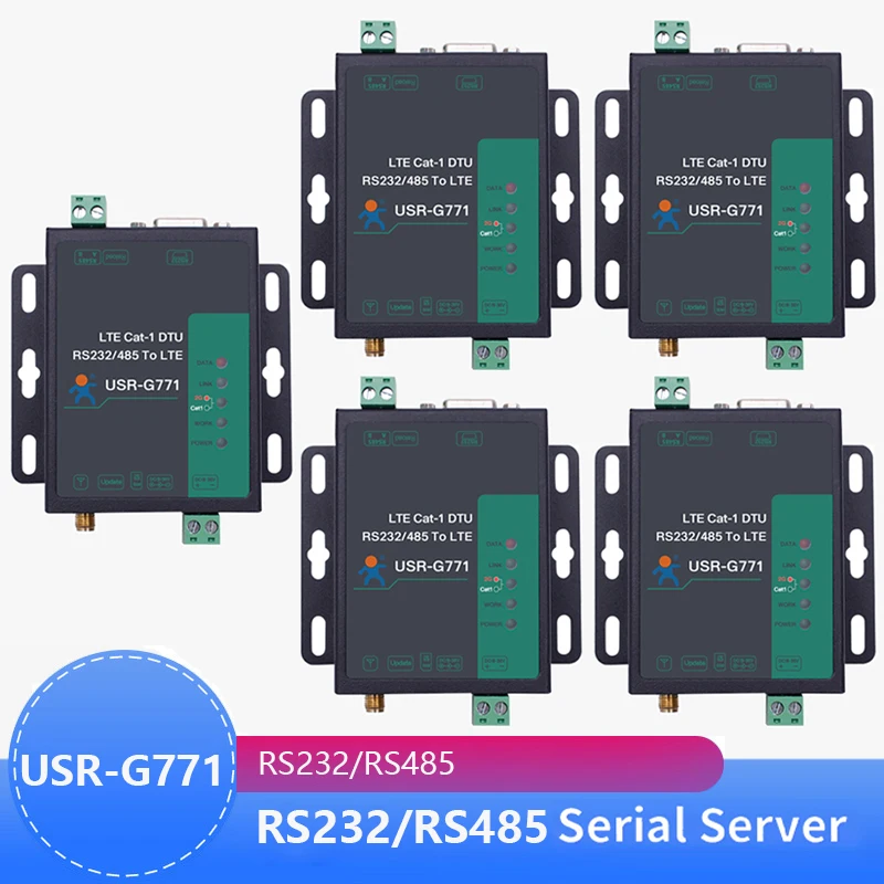 

5PCS USR-G771-E LTE CAT 1 Cellular Modem Support LTE GSM TCP UDP Transparent Transmission RS232 RS485 Interfaces with SIM Card