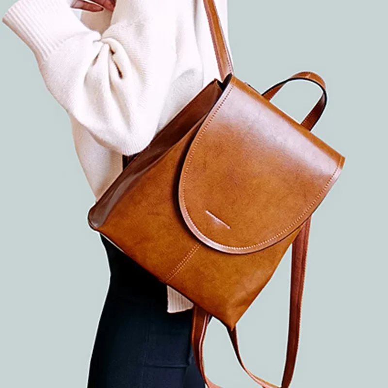 

Женские рюкзаки-мессенджеры из натуральной кожи, модные ретро-сумки через плечо из вощеной воловьей кожи для женщин