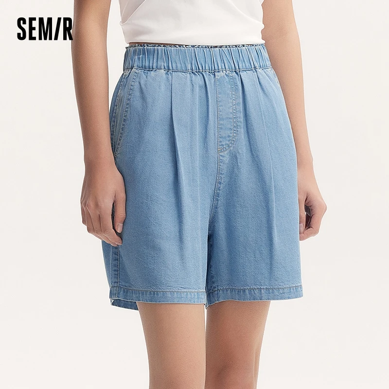 Semir Jeans Women Loose-Fit Simple And Versatile Casual Style 2024 Summer New Arrival Elastic Waistband Soft Denim Shorts