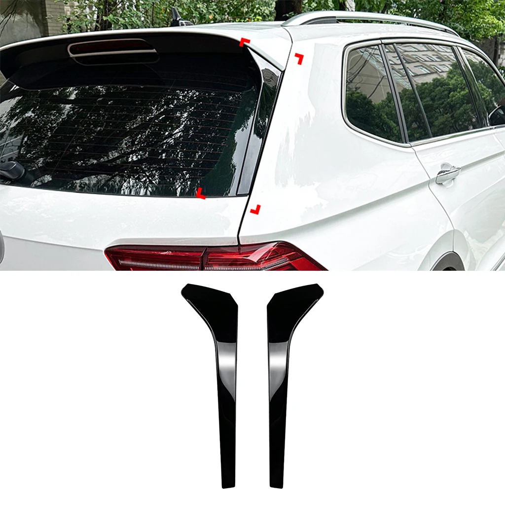 Gloss Black Rear Window Side Spoiler Wing For Volkswagen Tiguan Rline MK2 2017+ ABS Trunk Spoiler Canard Splitter