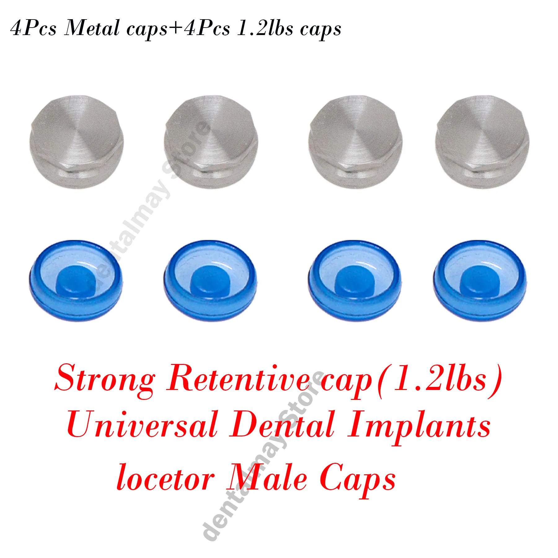 

Dental Implant Overdenture Abutment Male Caps Inserts 1.2 lbs Blue Retentive & Metal Caps