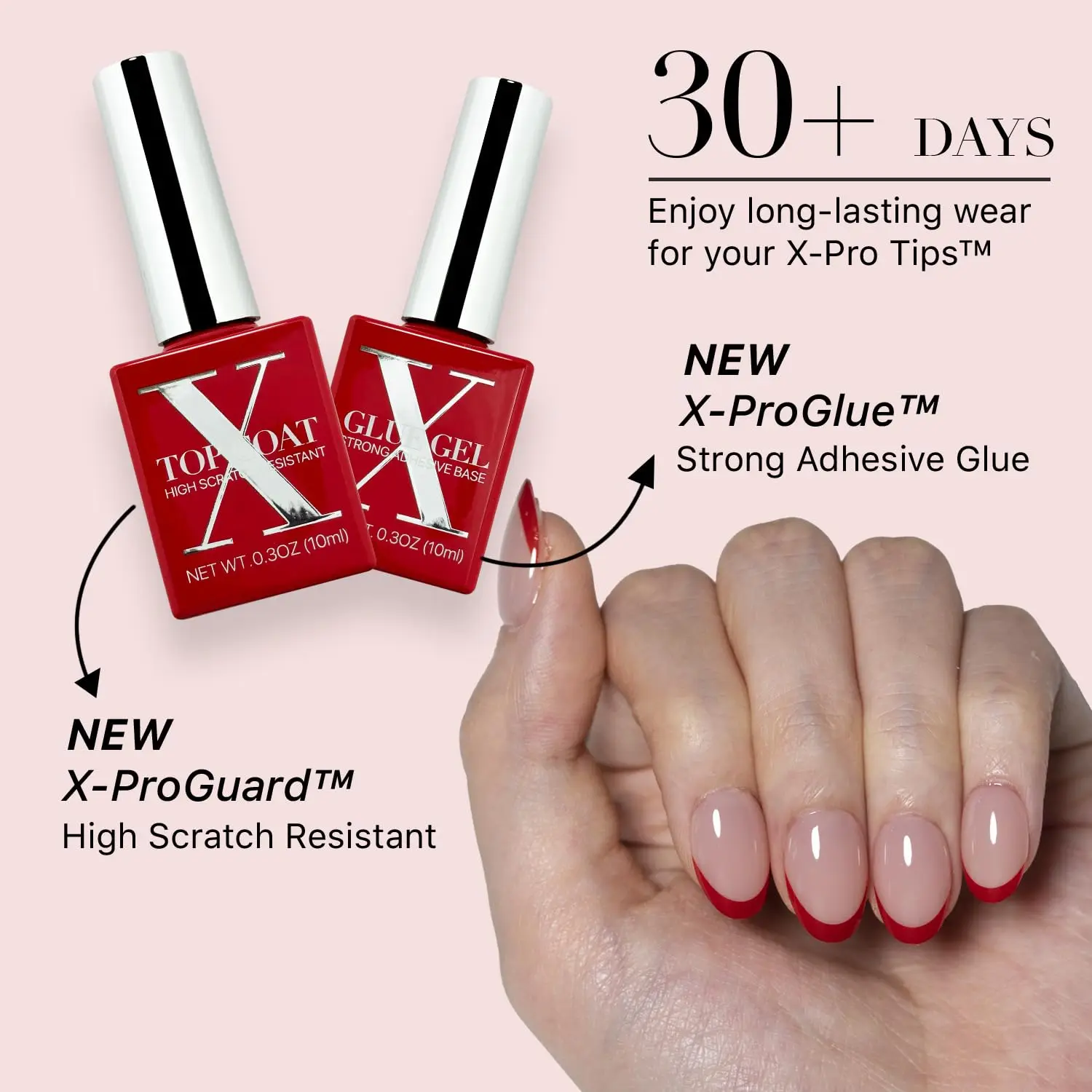 Ongles à pression rouge français – Forme d'amande, légers et confortables pour un usage toute la journée