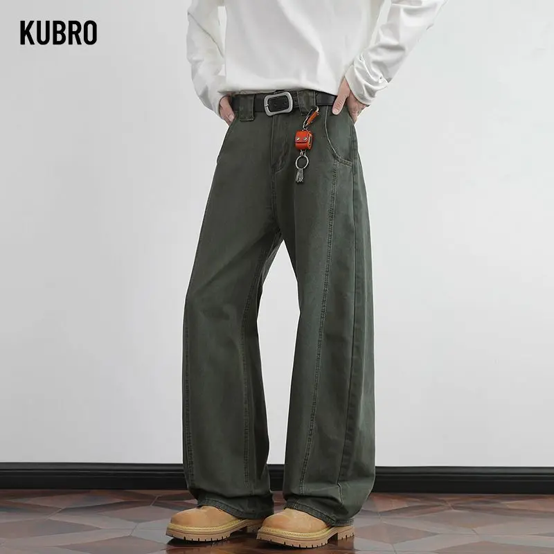 

Мужские лоскутные расклешенные брюки в американском стиле, осенние повседневные брюки с прямыми штанинами и широкими штанинами, рабочая одежда