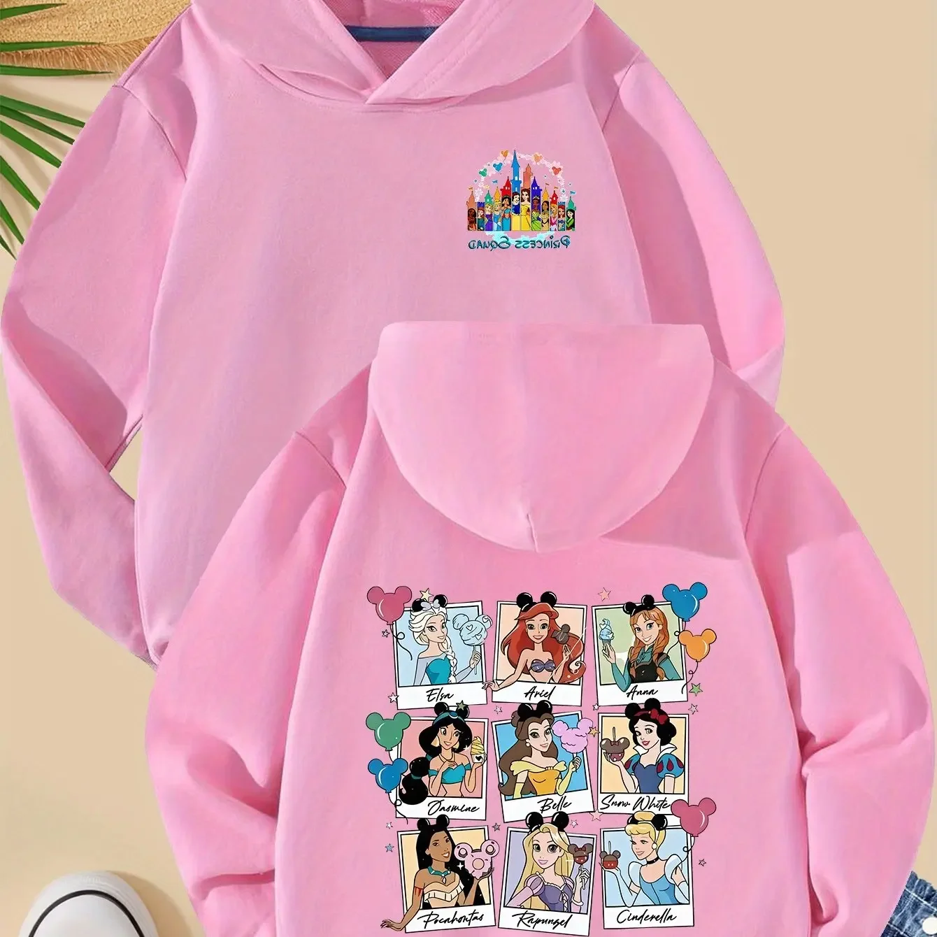 سترة بقلنسوة لأميرات ديزني للفتيات - هدية عيد ميلاد وعيد الميلاد باللون الوردي الباستيل مع سندريلا لسترة أرييل للأطفال الصغار #1
