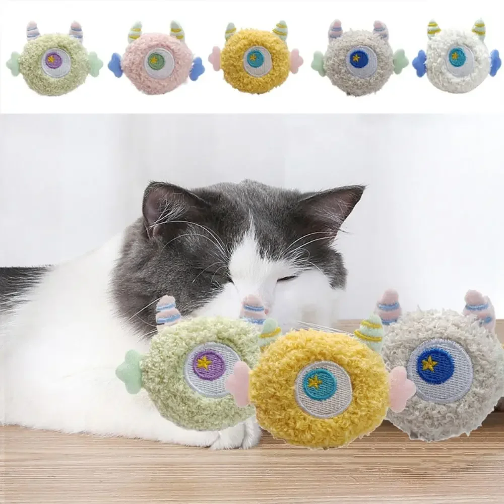 Funny Teeth Grinding Chewing Toy Cats Toy Squeaky Cute Plush Cat Playthings Interactive Kitten Mini Pet Accessories