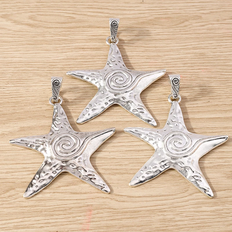 4pcs 66x88mm Cute Alloy Big Star Charms Pendants for Jewelry Making Drop Earrings Necklaces DIY Handmade Keychain Craft Supplies