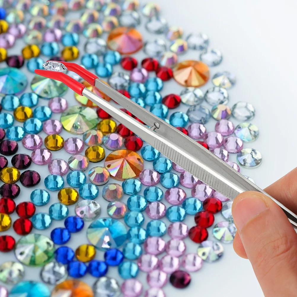 4 pezzi pinzette in acciaio inossidabile punta in gomma gomito dritto punta larga antigraffio per gioielli artigianali laboratorio timbro riparazione uso domestico