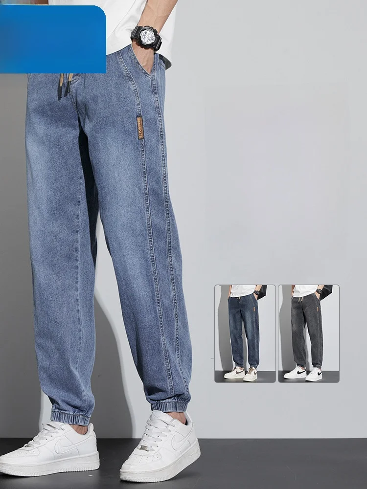 

Мужские винтажные джинсы Waed Paul 2026: эластичные, зауженные брюки в корейском стиле, повседневные, модные городские длинные брюки