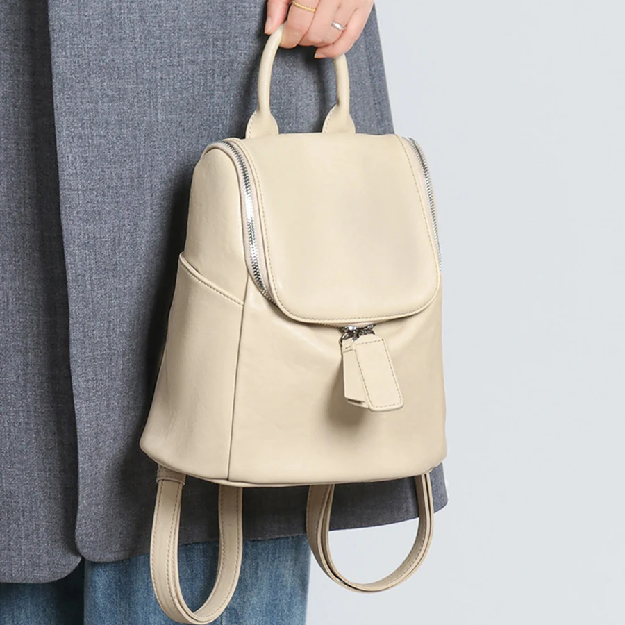 

College Style Women Cowhide Backpacks Female Small Shoulder Bags Sac a Dos Casual Travel Ladies Commuting Mochilas School Bags