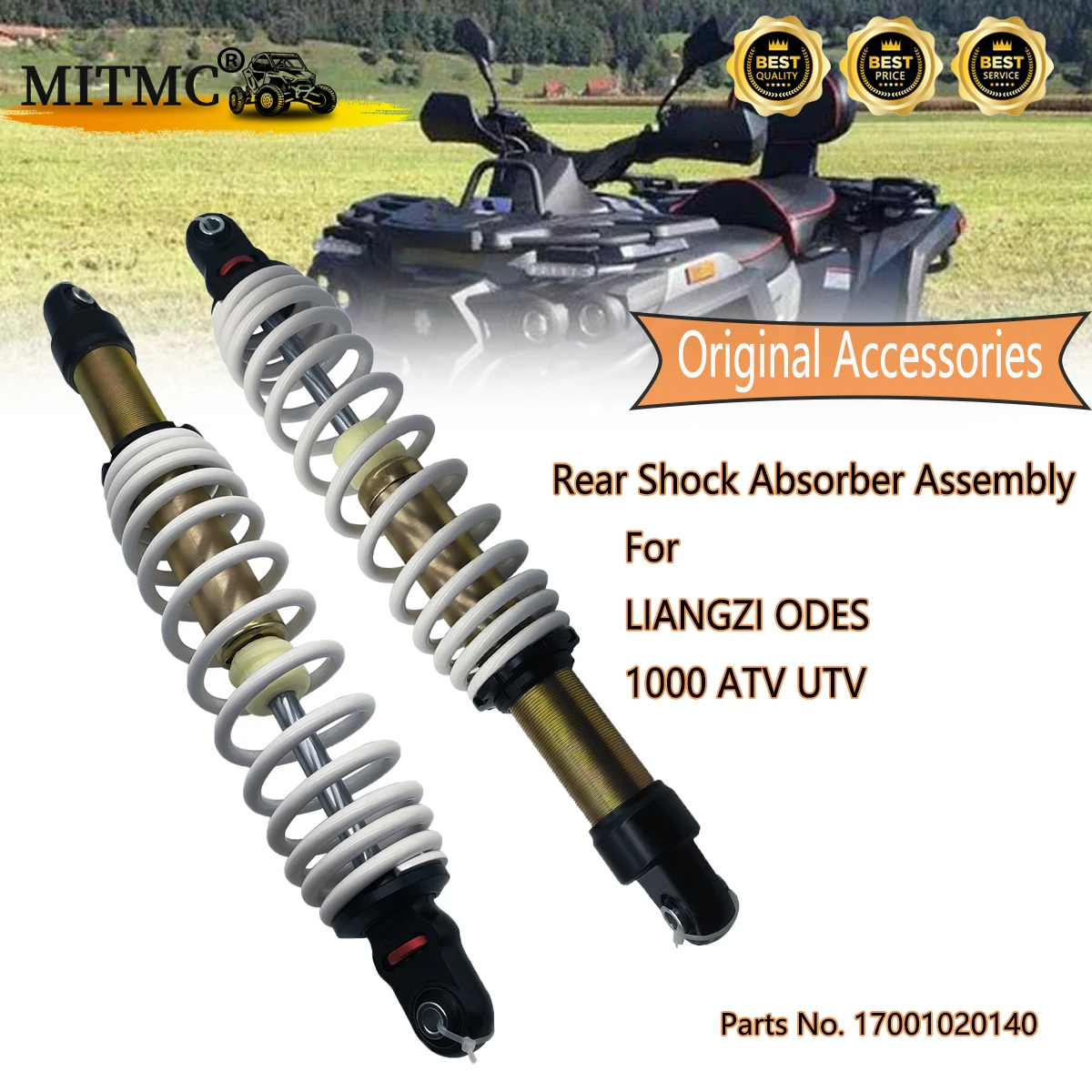 2PCS Rear Shock Absorber Assembly For Liangzi Odes 1000 ATV QUAD GO KART Parts No.17001020140