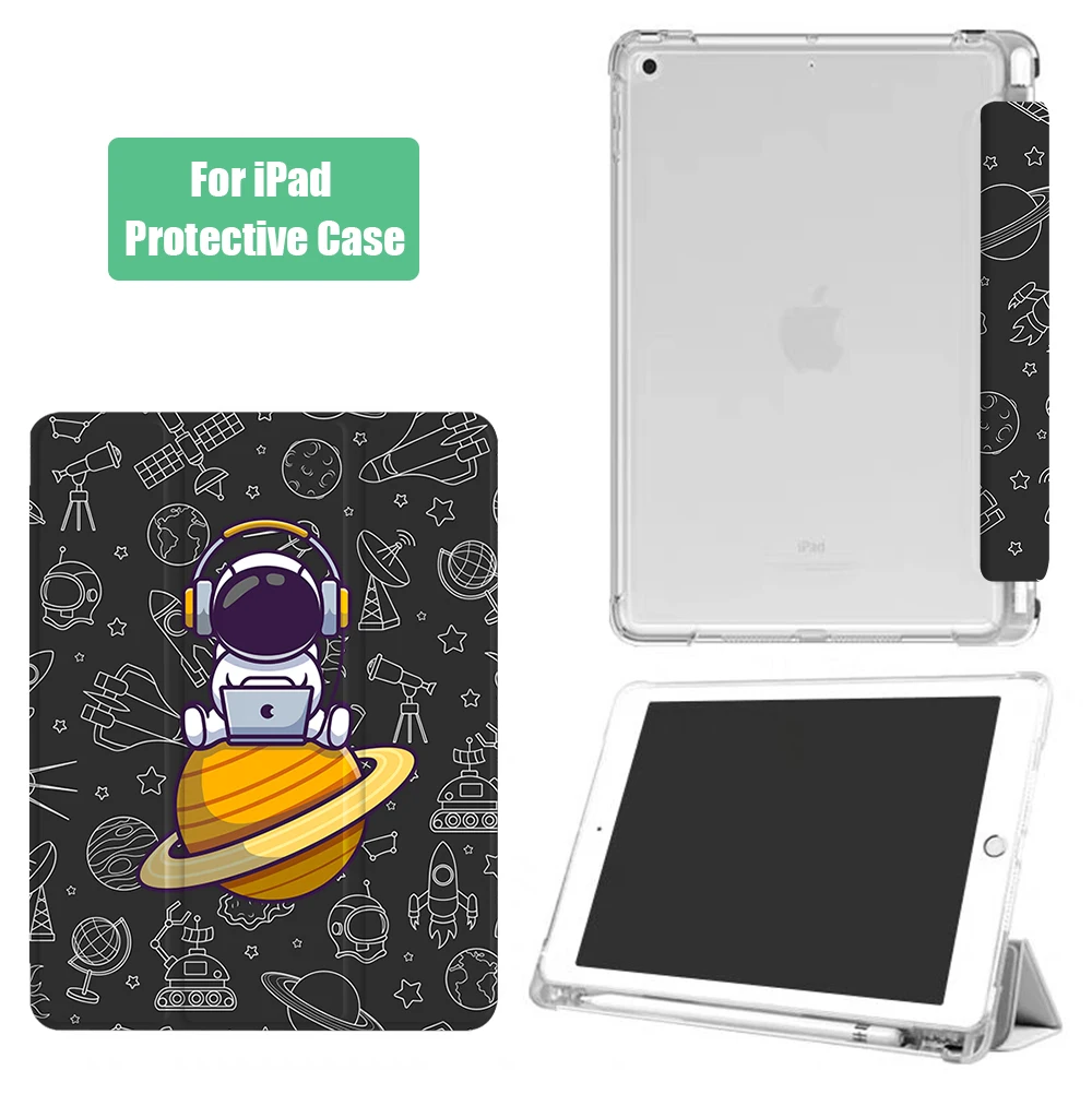 Casing Astronot untuk iPad Mini 6 Air 4 10.9 Air 2 untuk iPad Pro 11 Funda 7th Gen 8th 10.2 10.5 Penutup Silikon dengan Tempat Pensil