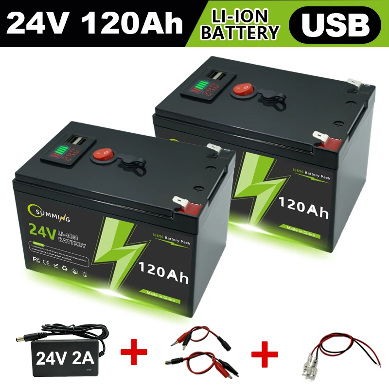 

LiFePO4 24V 120Ah Lithium Battery 4000+ Deep Cycles, for UPS, Kayak Fish Finder, Solar Panel, Power Wheels Toys, Scooter, Radio