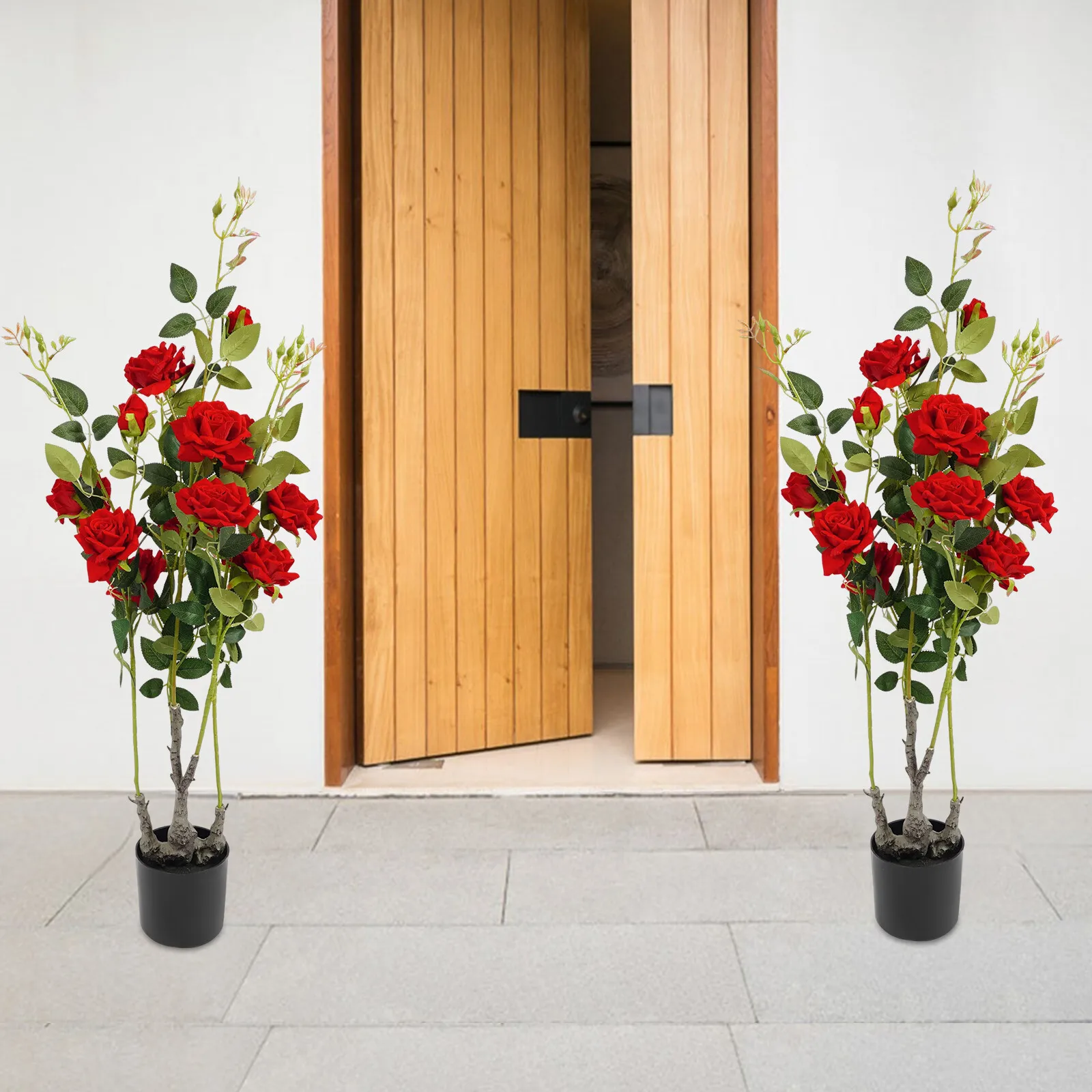 

Modern Handmade 2 Pieces Artificial Rose Tree, Fake Flowers Tree, Artificial Flower Plant