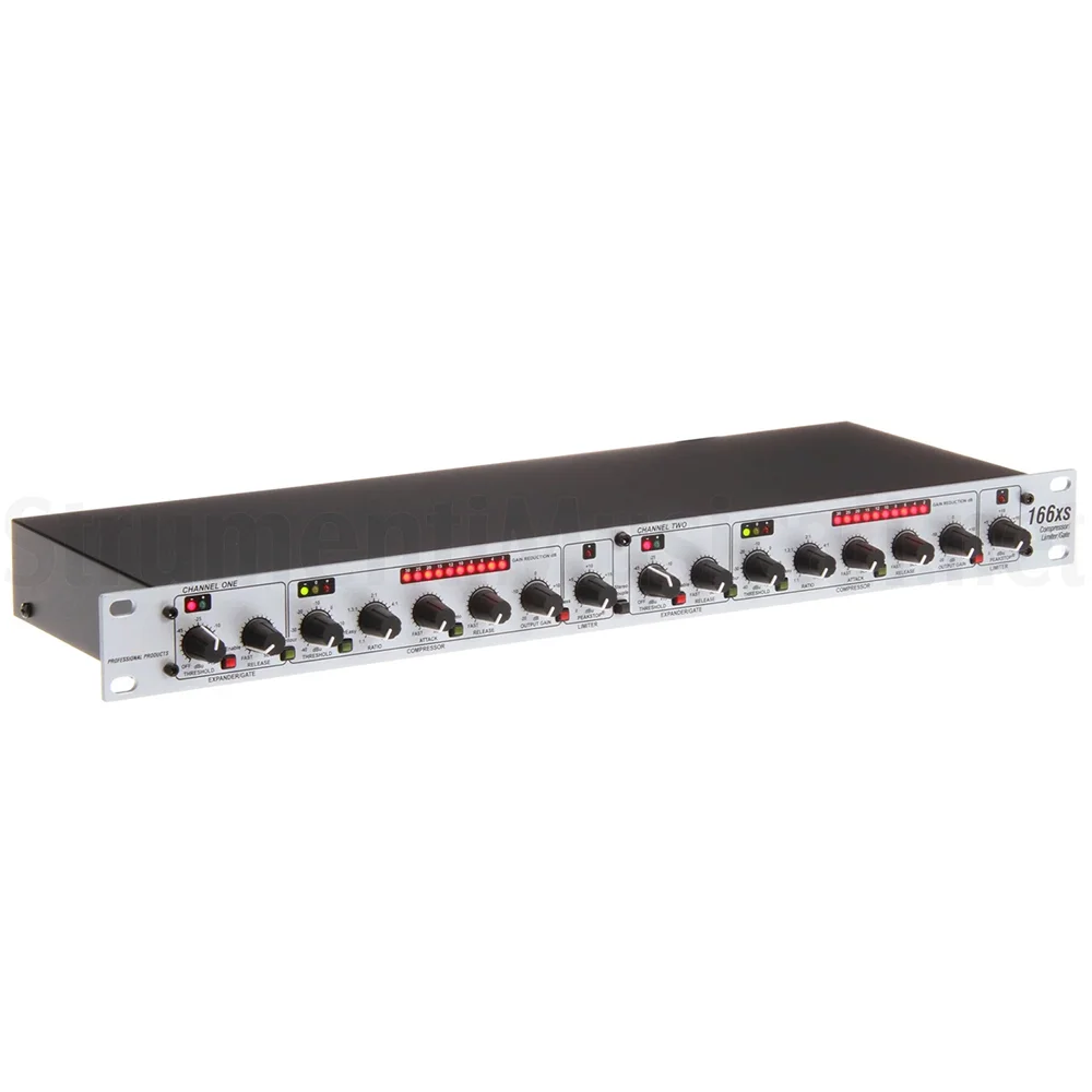 166XS Professional Compressor Limiter High Precision Anti-Howl Dual Channel Digital Audio Processor for Stage Audio Systems