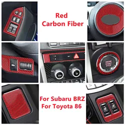 Red Carbon Fiber Car Inner Decorative Cover Trim Decal Sticker For Subaru BRZ For Toyota 86 Trim Strips Car Interior Accessories